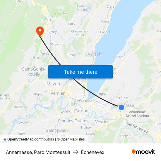 Annemasse, Parc Montessuit to Échenevex map