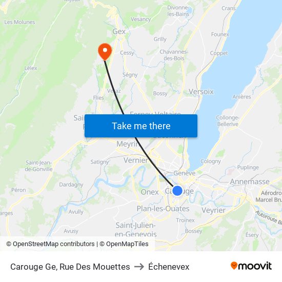 Carouge Ge, Rue Des Mouettes to Échenevex map