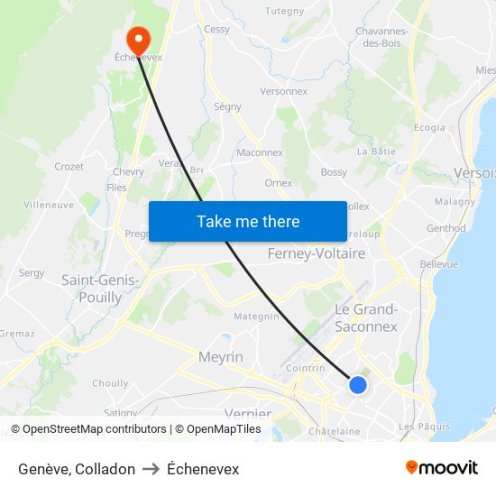 Genève, Colladon to Échenevex map
