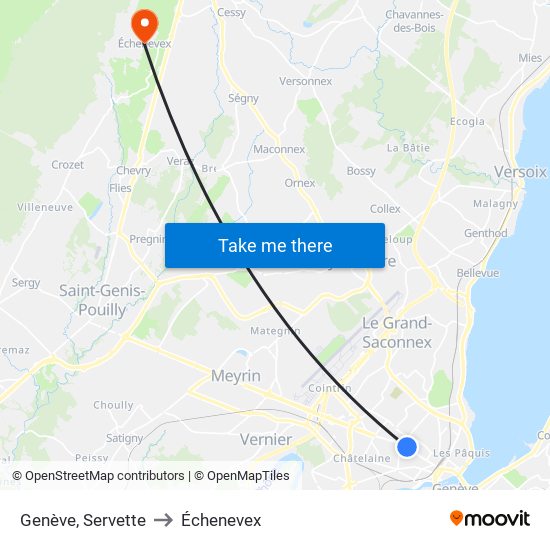 Genève, Servette to Échenevex map