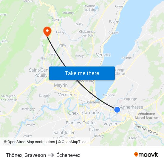 Thônex, Graveson to Échenevex map
