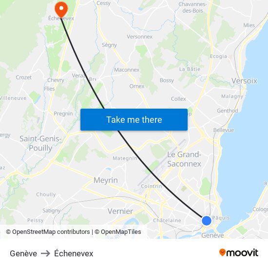 Genève to Échenevex map