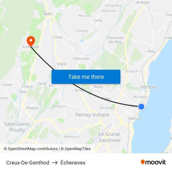 Creux-De-Genthod to Échenevex map