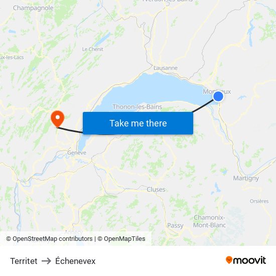 Territet to Échenevex map