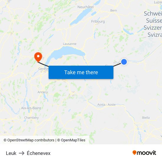 Leuk to Échenevex map