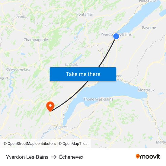 Yverdon-Les-Bains to Échenevex map