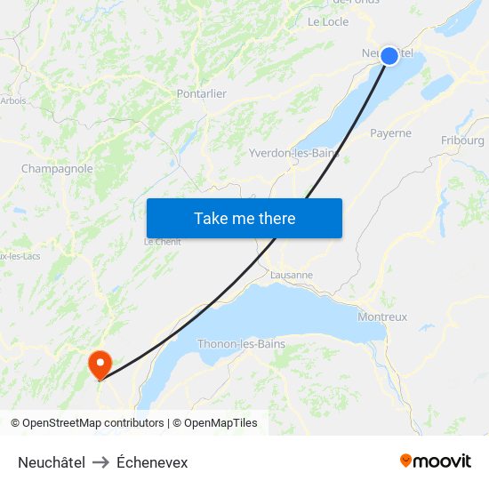 Neuchâtel to Échenevex map