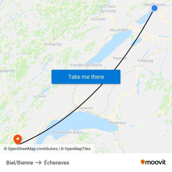 Biel/Bienne to Échenevex map