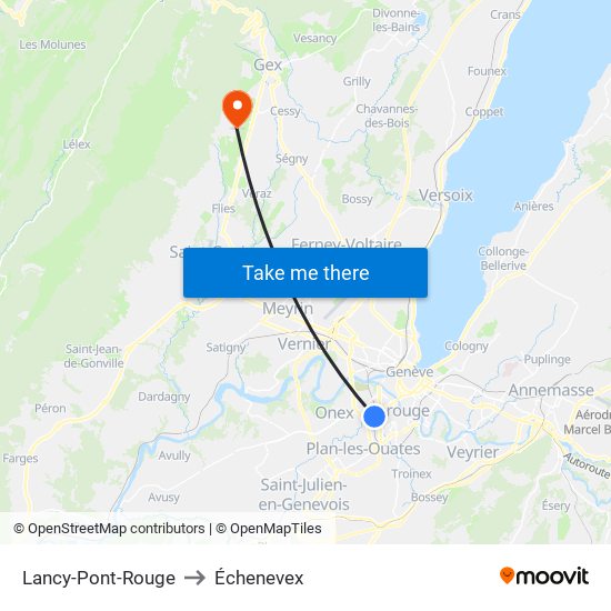 Lancy-Pont-Rouge to Échenevex map