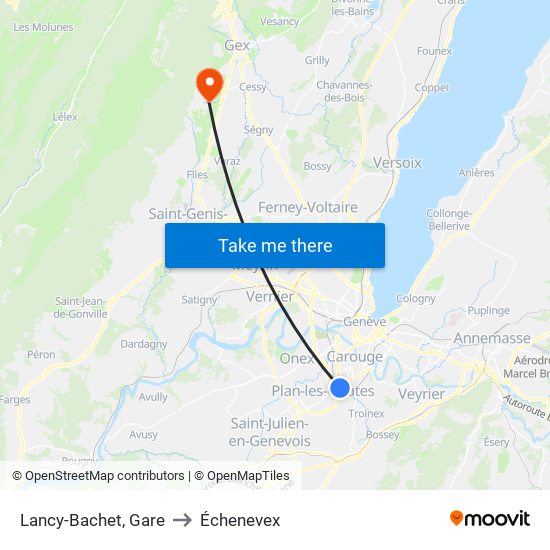 Lancy-Bachet, Gare to Échenevex map