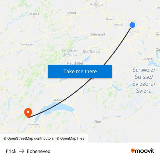 Frick to Échenevex map