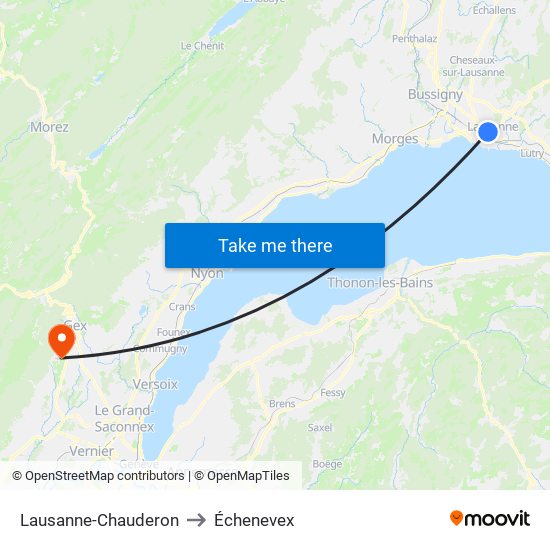 Lausanne-Chauderon to Échenevex map