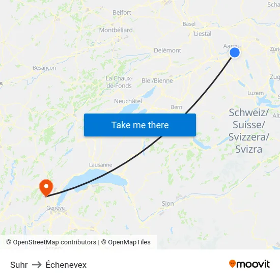 Suhr to Échenevex map