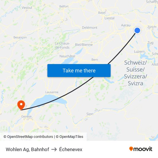 Wohlen Ag, Bahnhof to Échenevex map