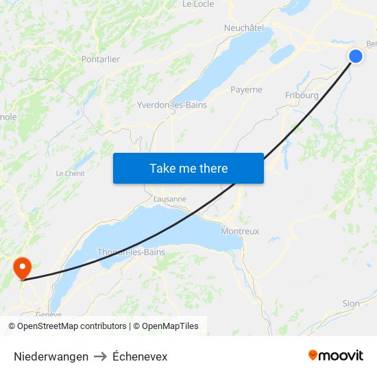 Niederwangen to Échenevex map