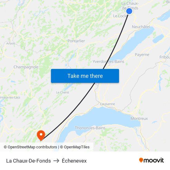 La Chaux-De-Fonds to Échenevex map