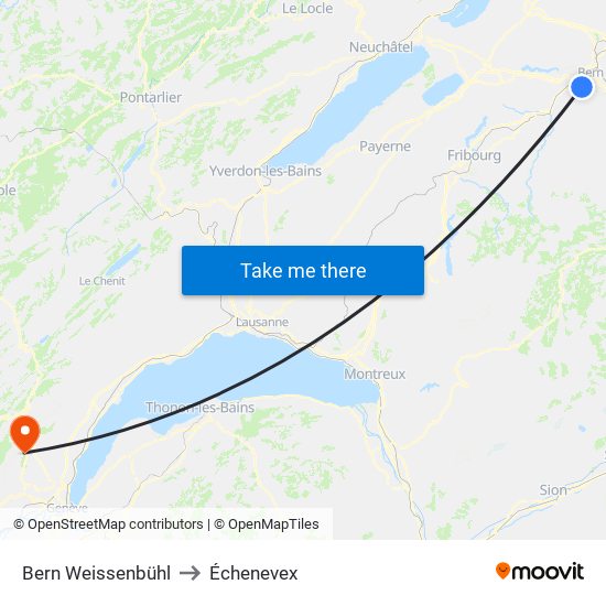 Bern Weissenbühl to Échenevex map