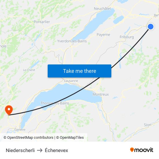 Niederscherli to Échenevex map