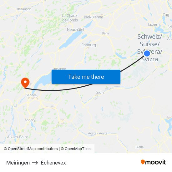 Meiringen to Échenevex map