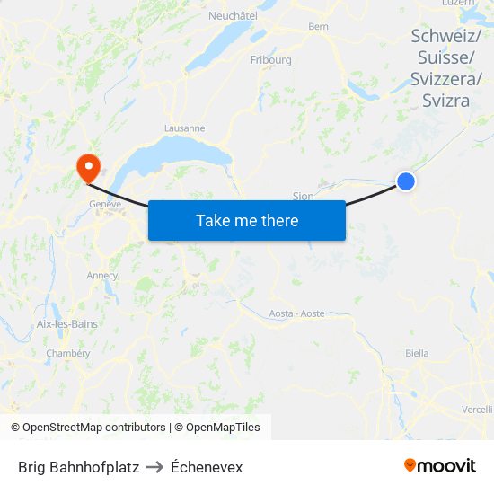 Brig Bahnhofplatz to Échenevex map