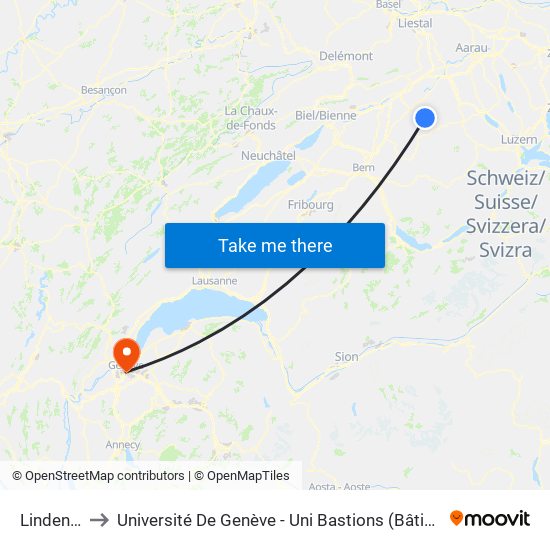 Lindenholz to Université De Genève - Uni Bastions (Bâtiment Principal) map