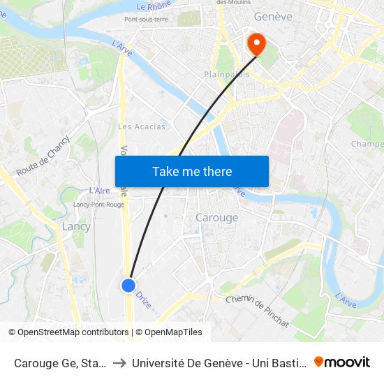 Carouge Ge, Stade De Genève to Université De Genève - Uni Bastions (Bâtiment Principal) map