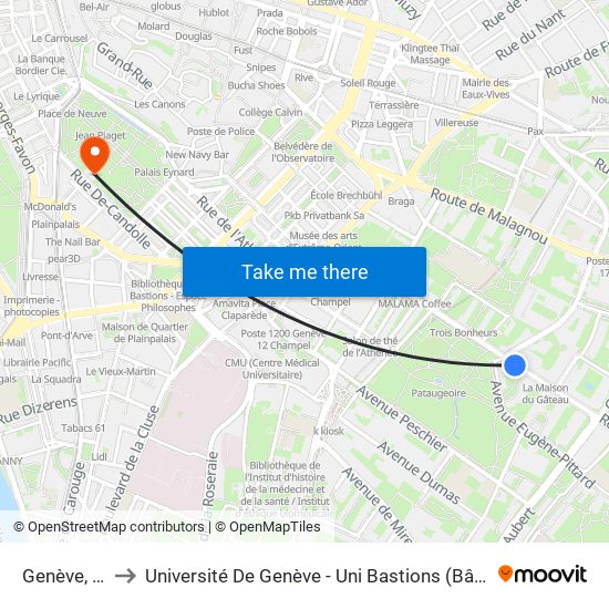 Genève, Krieg to Université De Genève - Uni Bastions (Bâtiment Principal) map