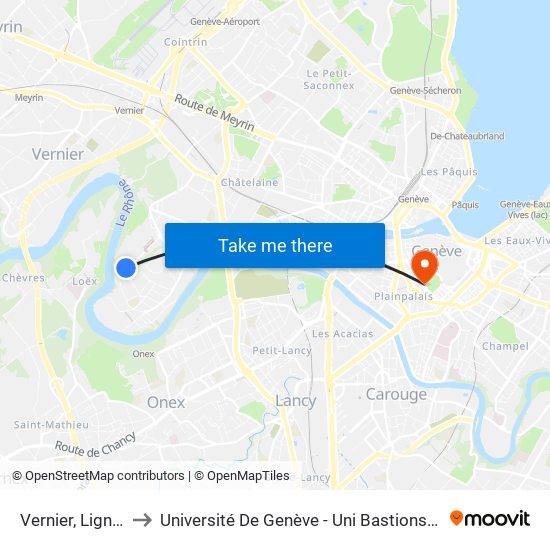 Vernier, Lignon Tours to Université De Genève - Uni Bastions (Bâtiment Principal) map