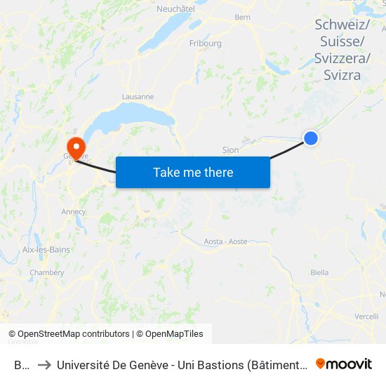 Brig to Université De Genève - Uni Bastions (Bâtiment Principal) map