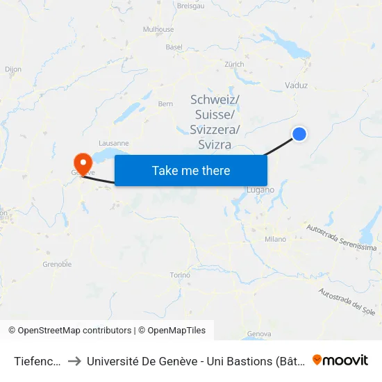 Tiefencastel to Université De Genève - Uni Bastions (Bâtiment Principal) map