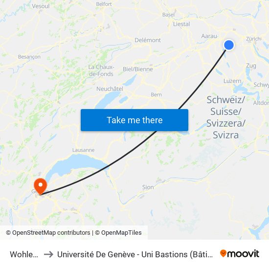 Wohlen Ag to Université De Genève - Uni Bastions (Bâtiment Principal) map