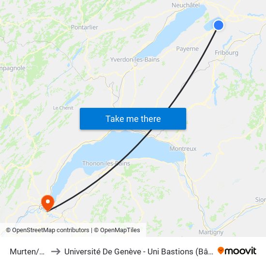 Murten/Morat to Université De Genève - Uni Bastions (Bâtiment Principal) map