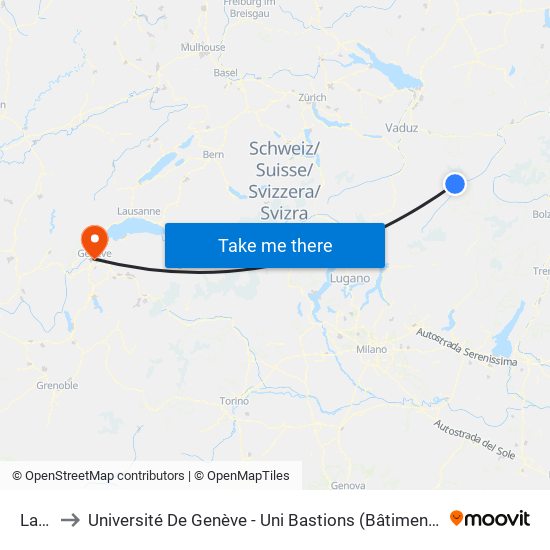 Lavin to Université De Genève - Uni Bastions (Bâtiment Principal) map