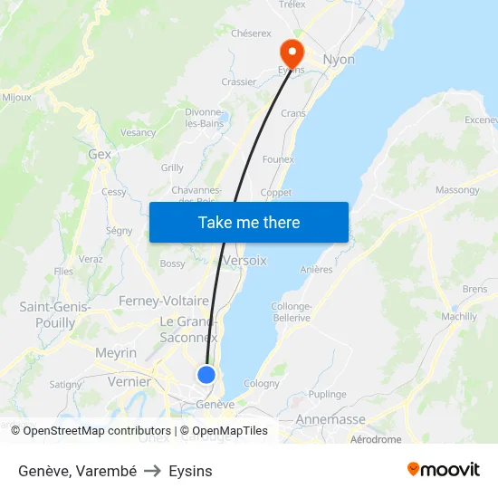 Genève, Varembé to Eysins map