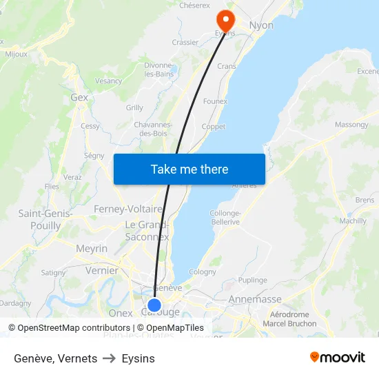 Genève, Vernets to Eysins map