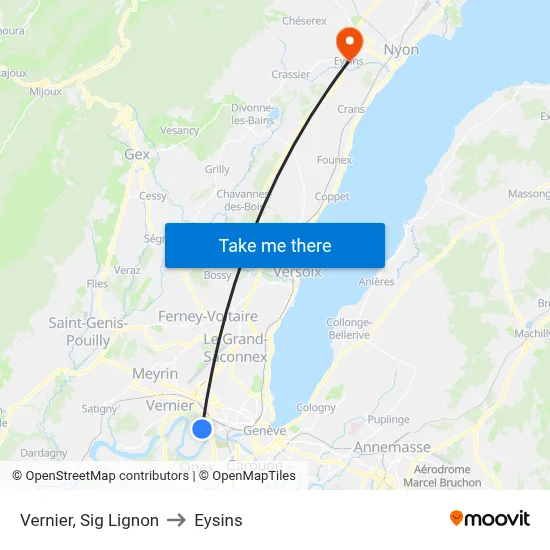 Vernier, Sig Lignon to Eysins map