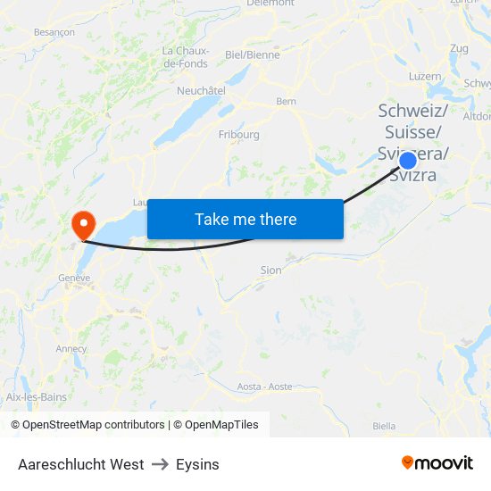 Aareschlucht West to Eysins map