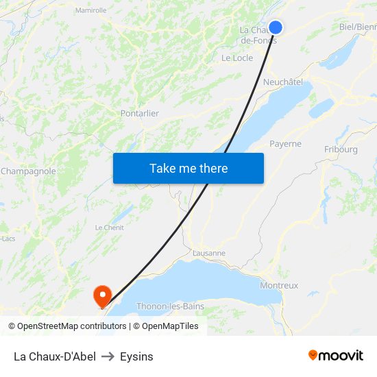 La Chaux-D'Abel to Eysins map