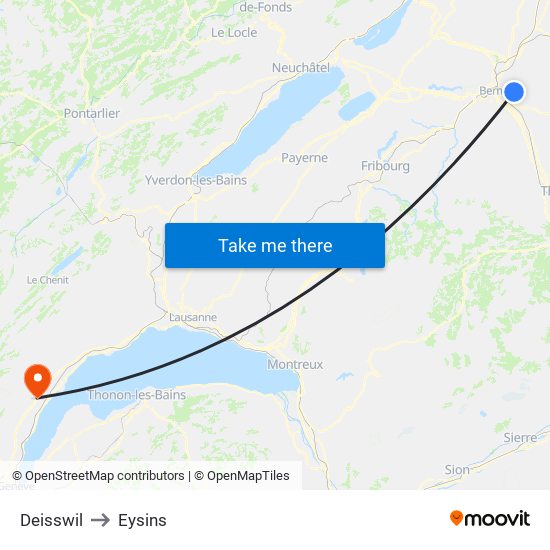 Deisswil to Eysins map