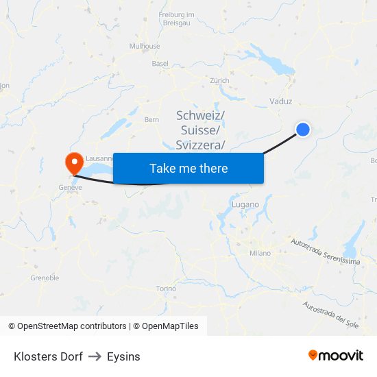 Klosters Dorf to Eysins map