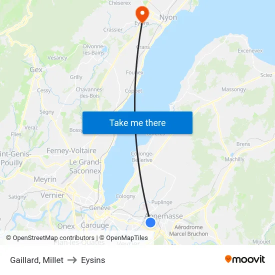 Gaillard, Millet to Eysins map