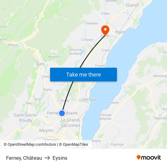 Ferney, Château to Eysins map