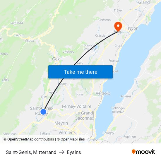 Saint-Genis, Mitterrand to Eysins map