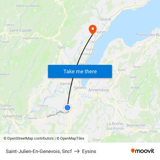 Saint-Julien-En-Genevois, Sncf to Eysins map