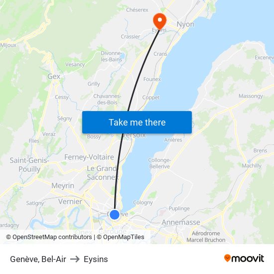Genève, Bel-Air to Eysins map