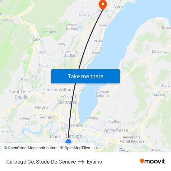 Carouge Ge, Stade De Genève to Eysins map