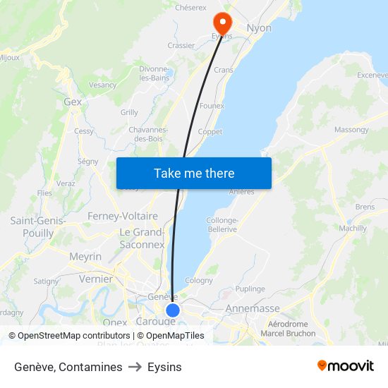 Genève, Contamines to Eysins map