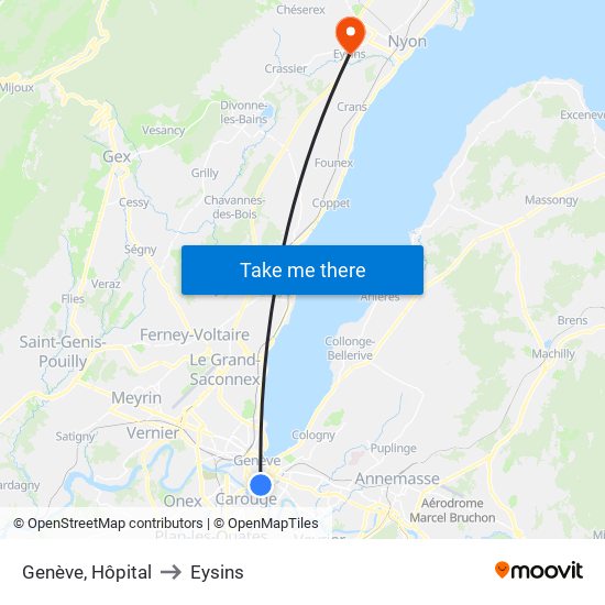 Genève, Hôpital to Eysins map