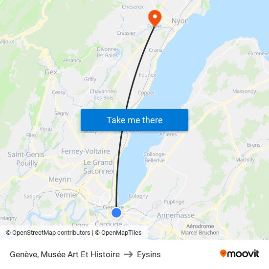 Genève, Musée Art Et Histoire to Eysins map