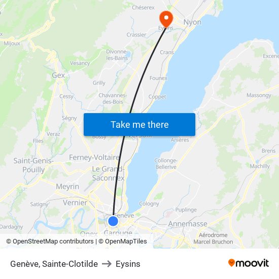 Genève, Sainte-Clotilde to Eysins map